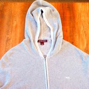 Michael Kors Men's Zip Up Hooded Cardigan Sweater Size:L Color:Light Gray